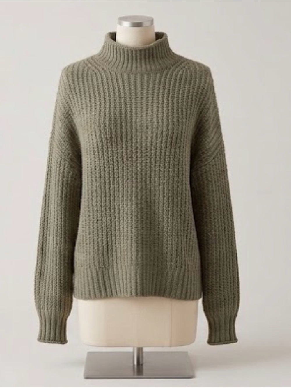 American Eagle Olive Green Mock Neck Ribbed Sweater M
